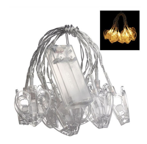 10 Luces Led Corazon Gancho Decorativas Foto Clip Guirnalda 