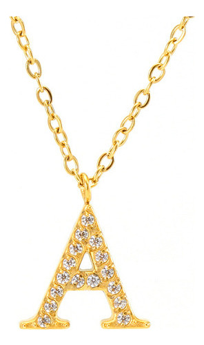 Colgante De Collar De Diamantes Chapado En Oro De 26 Letras