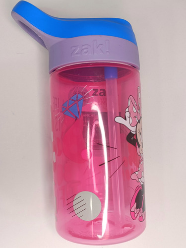 Botella De Agua Popote Antiderrames Minnie Mouse 450ml Zak!