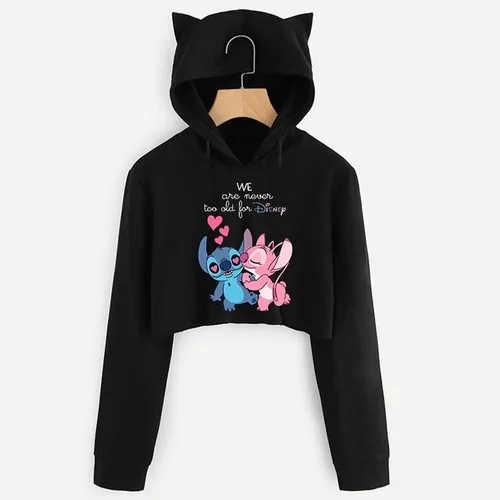 Moletom Cropped Lilo Stitch E Angel Frase Orelhinha Parcelamento