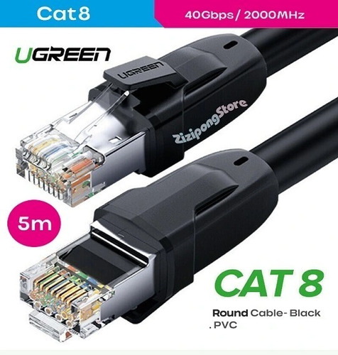 Imagen 1 de 5 de Cable Ethernet Cat8 Ugreen Original 5m. Stock.