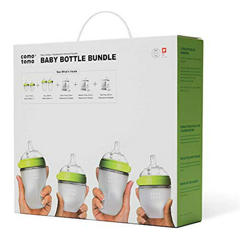 Comotomo Baby Bottle Bundle, Green