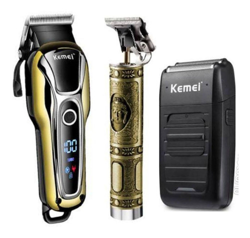 Kit Maquinas Kemei Km 1990 Keme 1974a E Kemei Km 1102 Cor Gold Bivolt