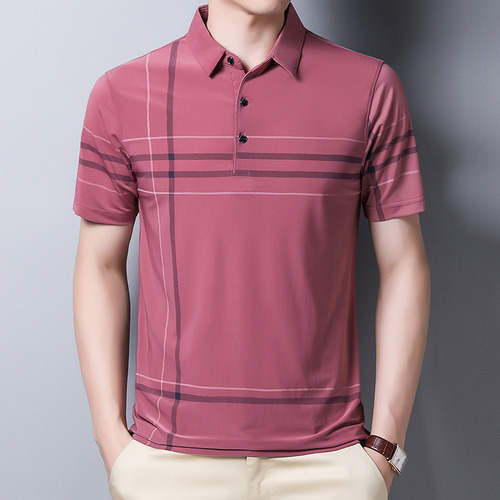 Polo De Seda Helada Con Solapa Para Hombre