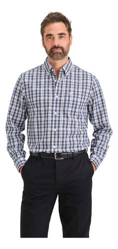 Camisa Hombre Stain Defender Classic Fit Azul Cuadro Dockers