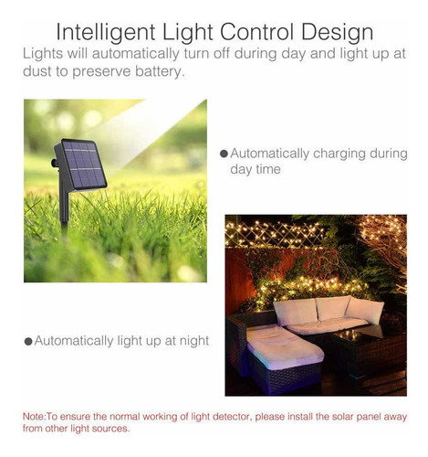 Guirnalda De Luces Solares 24 M Decoración Navideña Tira Led