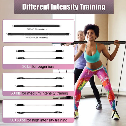 Kit De Barras De Pilates Walevfit Con Bandas De Resistencia