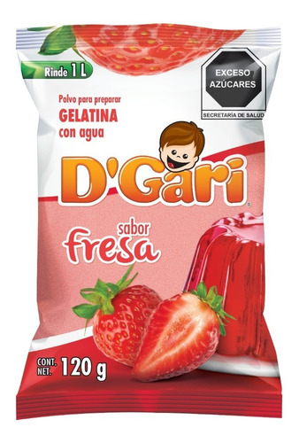 Gelatina En Polvo D-gari Agua Sobre Fresa 120 Grs.