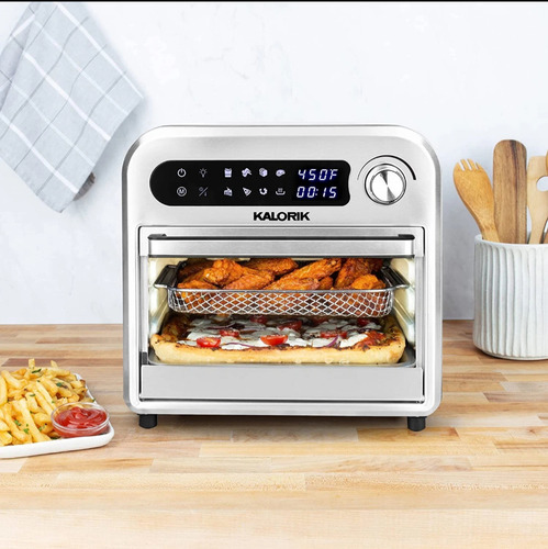 Freidora De Aire Y Horno 5 En 1 Digital Kalorik 12lt 4 Accs. Plateado