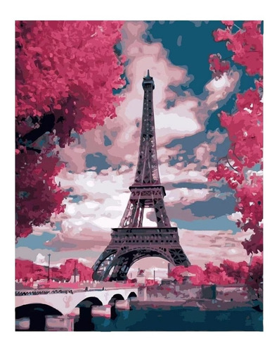 Paint By Numbers Kit Pintura Al Oleo Torre Eiffel Arce Rojo