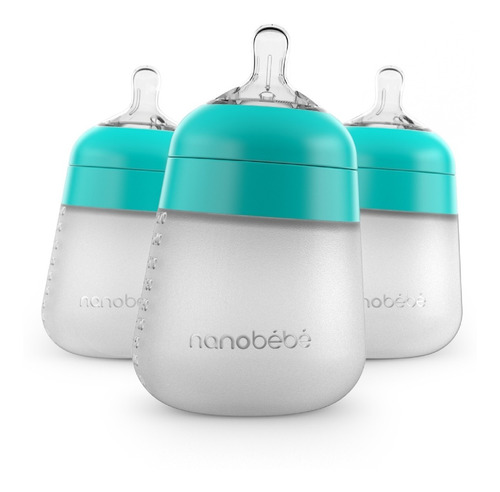 Set De Teteros Nanobebe En Silicona 9 Oz X 3 Azul