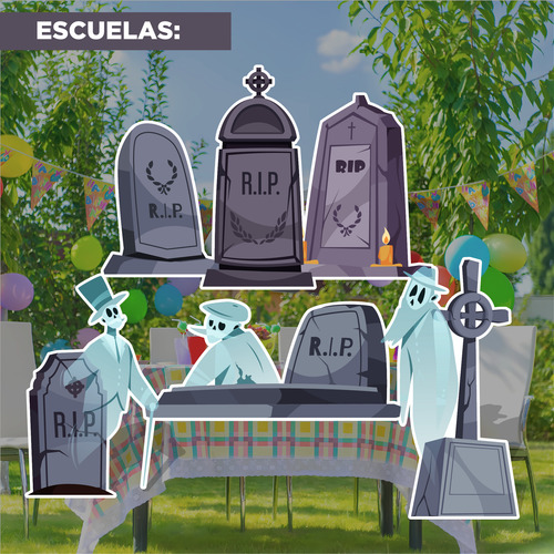 Figuras Coroplast Halloween Tumbas Base Sólida Kit 6 Pz