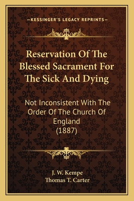 Libro Reservation Of The Blessed Sacrament For The Sick A...