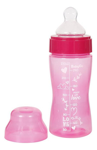 Mamadeira Wide Neck Bico Macio 270ml Rosa Ortondontica