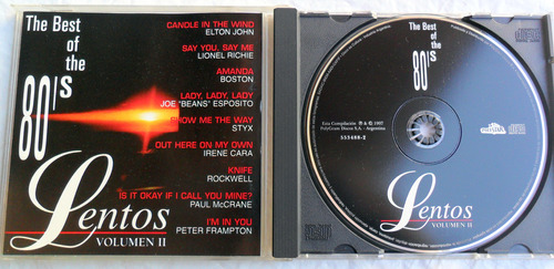 Best Of The 80's Lentos Vol. 2 Elton John Styx Boston, Cd Ex