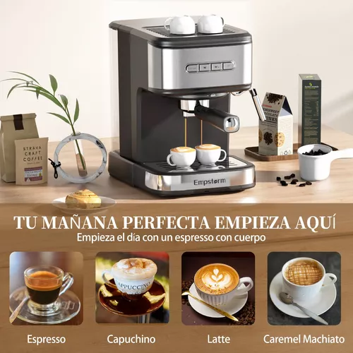 Empstorm Máquina de café expreso de 20 bares, cafetera espresso con  espumador de leche, máquina de café expreso semiautomática de doble  boquilla