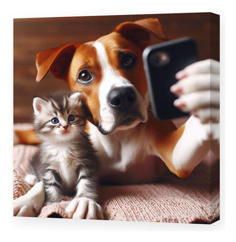Cuadro 45x45cm Selfie De Perrito Y Cia Posando C1