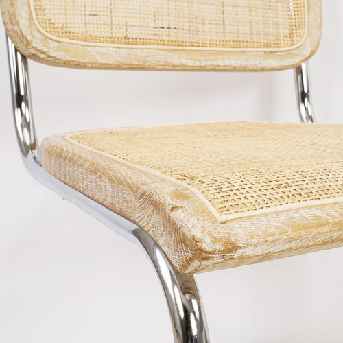 Silla Natural/beige Rattán Y Madera Bauhaus