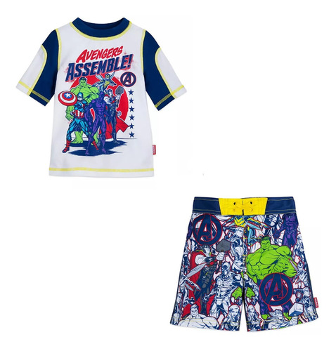 Conjunto Playero Para Niños Disney Avengers Original 