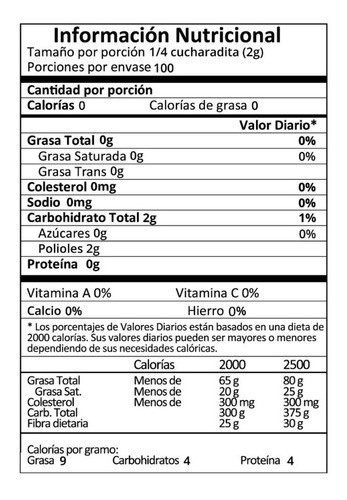 Imagen 3 de 5 de Endulzante Eritritol 500 Grs