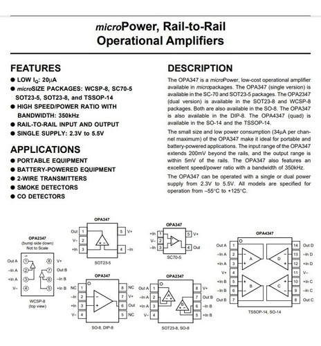 Opa2347 Amp. Operacional Rrio Dual, 5,5 V, 350 Khz. X20 Uni