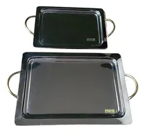 Comprar Set 2 Bandejas Rectangulares Acero Inoxidable Asas De Bronce