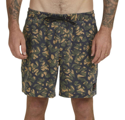 Boardshorts Playa Quiksilver Mongrel Str Volley 17 Verde Hom