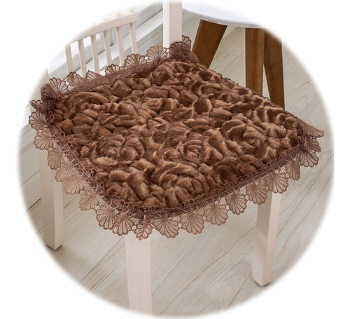 Cojines Cuadrados De Felpa Suave 17x17 Café - Encaje Floral