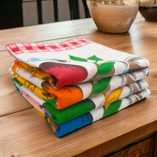 Set De 4 Paño De Cocina Color Variados Tarros