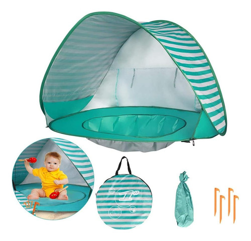 Carpa Tienda De Playa Para Bebe Con Piscina Filtro Uv Green