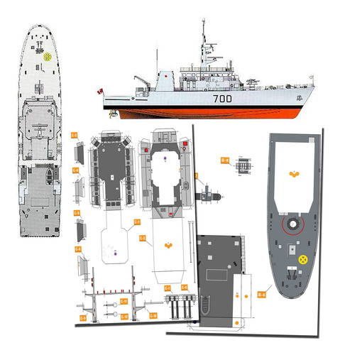 Canadian Navy - Kings 700 Papercraft Medio Casco