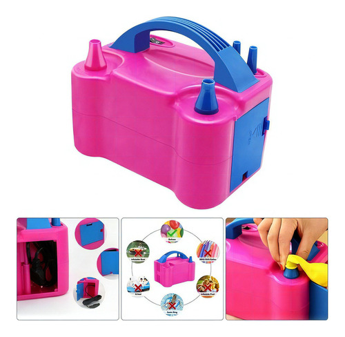 Fucsia 600w Bombas Inflador Globos Electrico Doble Boquilla