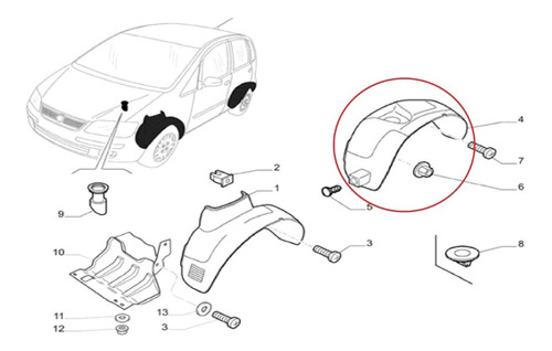 Guardaplast Trasero Derecho Fiat Idea Original