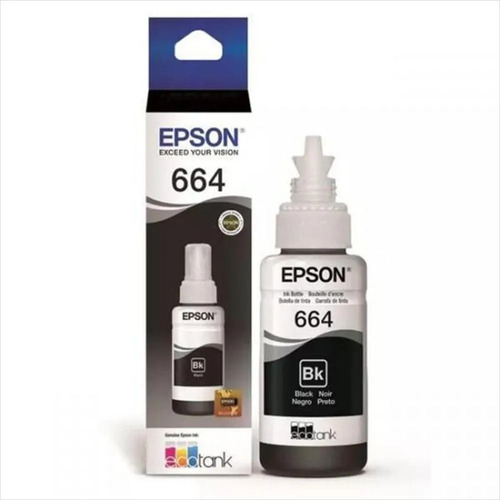 Botella De Tinta Epson T664 Negra Original