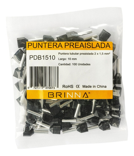 Puntera Tubular Brinna Terminal Doble Tiff 1,5mm X100