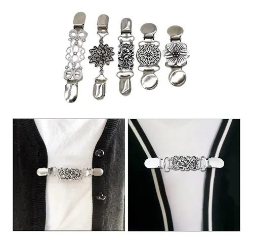 5x Mujeres Cardigan Suéter Clip Blusa Chal Broche Camisa