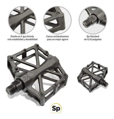 Imagen 3 de 8 de Pedales Bicicleta Bmx Mtb Polímero Eje Acero Reflector 9/16