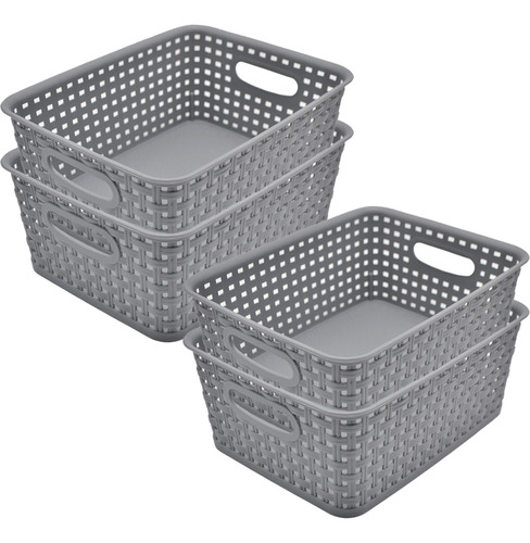 Set De 4 Cajas Organizadoras Rattan Plástico Sin Tapa