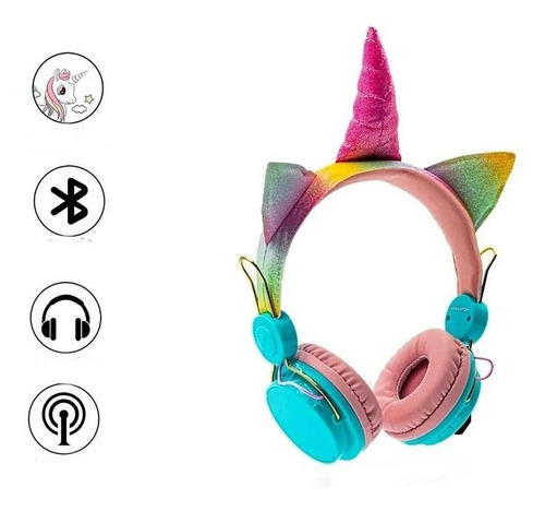 Auriculares unicornio para mujer, color rosa ya claro, color azul
