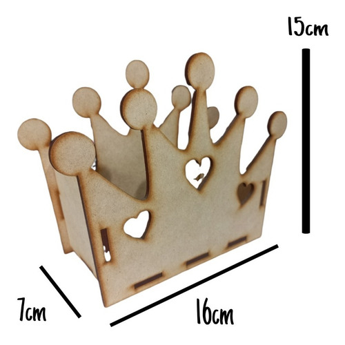 3 Corona Dulcero Recuerdo Centro De Mesa Princessa Caja Mdf