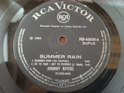 Compacto Johnny Rivers - Summer Rain - 1968 - 4 Faixas