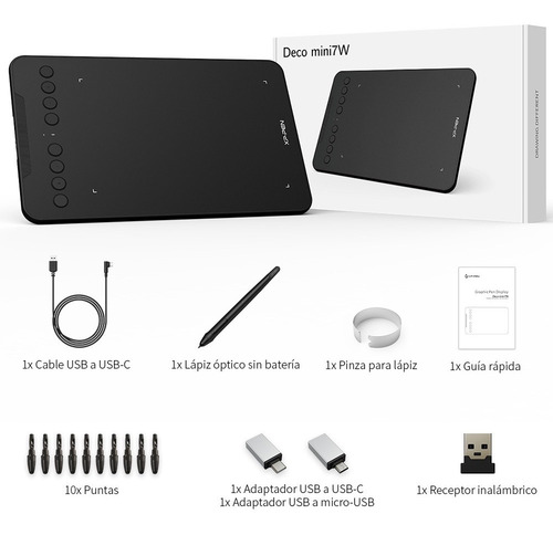 Tableta Grafica Xp-pen Deco Mini7w Usb Tipo C Wireless Negro