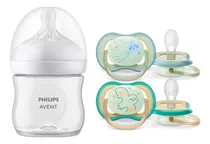 Comprar Set Recien Nacido Avent Response 1 Mamadera 2 Chupetes Varon Color Celeste Natural Response