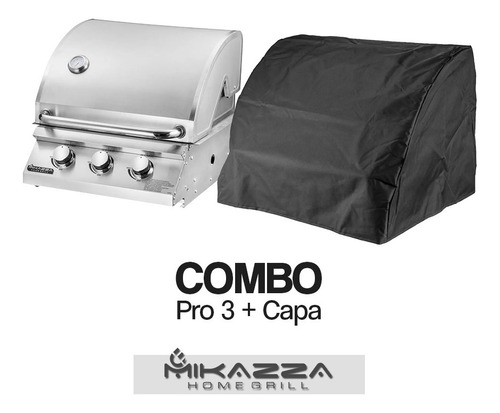 Churrasqueira Gás Embutir Pro 3 Combo + Capa Frete Grátis