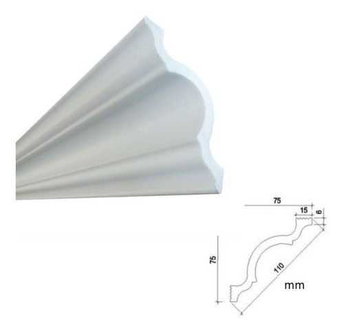 Moldura Isopor Roda Teto A110 Acabamento Liso 11cm Face 30 M