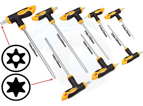 Destornilladores Torx Crv Con Mango En T, 8 Piezas, T10, T15