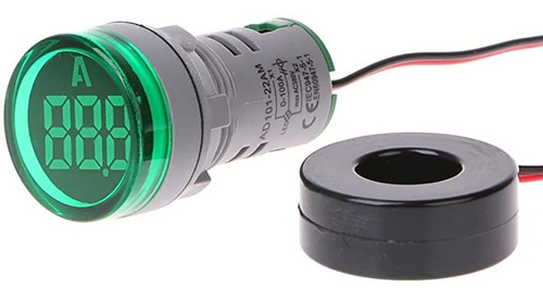 Amperimetro Digital 22mm 100a 220v Ojo De Buey Verde