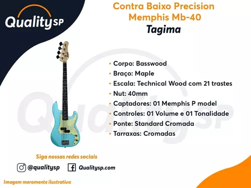 Baixo Elétrico Passivo 4 Cordas Tagima Memphis MB-40 Sonic Blue