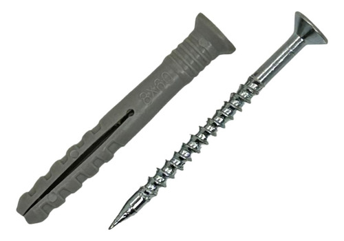 Imagen 3 de 9 de Tarugo Clavo - Tornillo Punta Cruz 8 X 60mm 50 Unidades