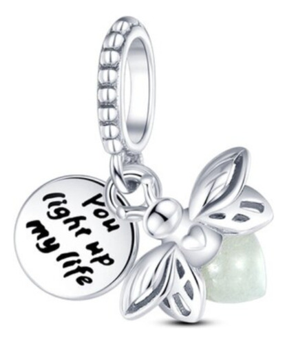 Charm Pandor Luciérnaga Fluorescente Plata Ley 925